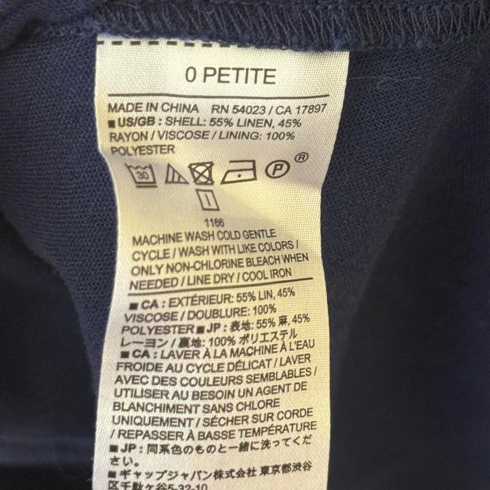 Banana Republic Linen Blend Navy Midi Dress | Fit & Flare | Petite 0 - Picture 6 of 6